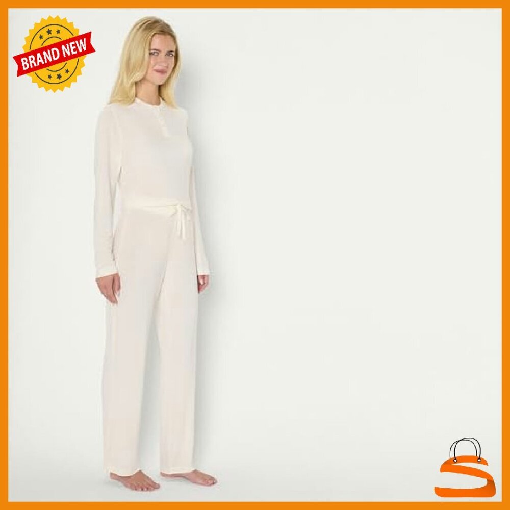 Long Sleeve Henley Pajama Set Modal Jersey Relaxed Fit Sleepwear - Picture 5 of 8